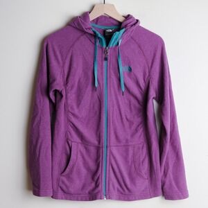 The North Face Women's Mezzaluna Hoodie Full Zip Jacket Medium Purple Aqua Trim